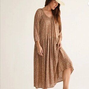 CJLA Joanna Dress - Brown/Taupe Floral - Size Small